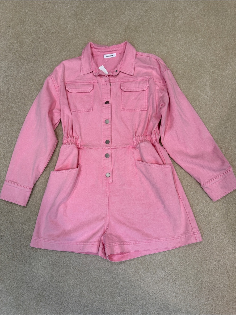 Bubblegum Pink Button-Front Utility Dress